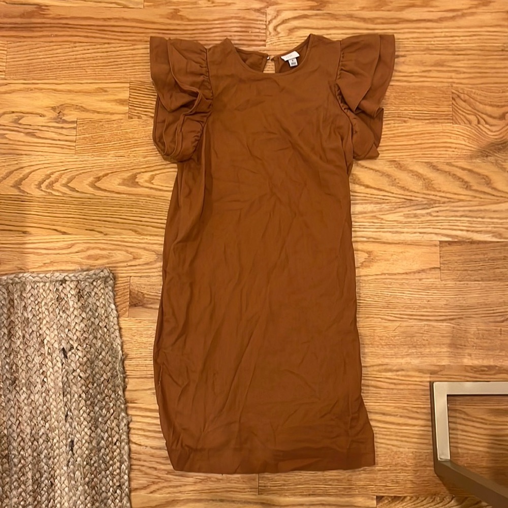 Ruffle sleeve fall work dress